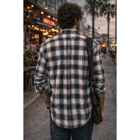 Ralph Lauren Golf Plaid Button Up Shirt Mens Large Cotton Gray EUC - Picture 5 of 5